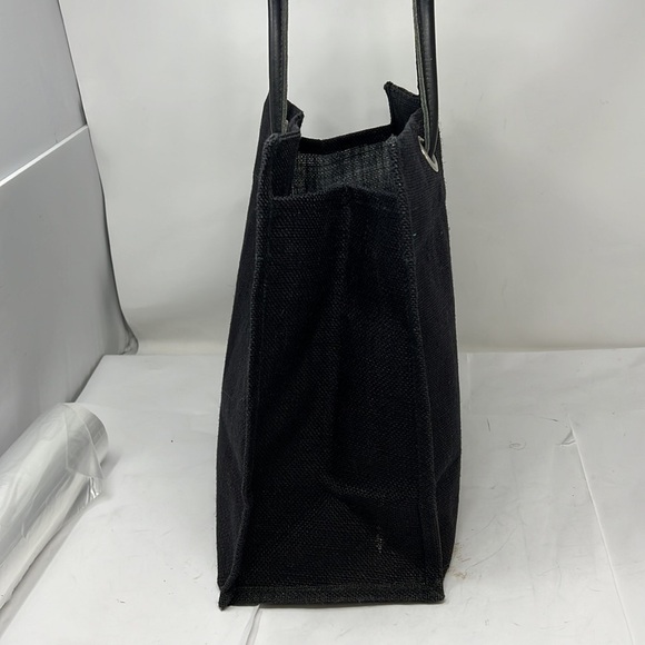 Large Burlap Black Tote Handle Bag 13” x 12” x 6.5” - Picture 4 of 8